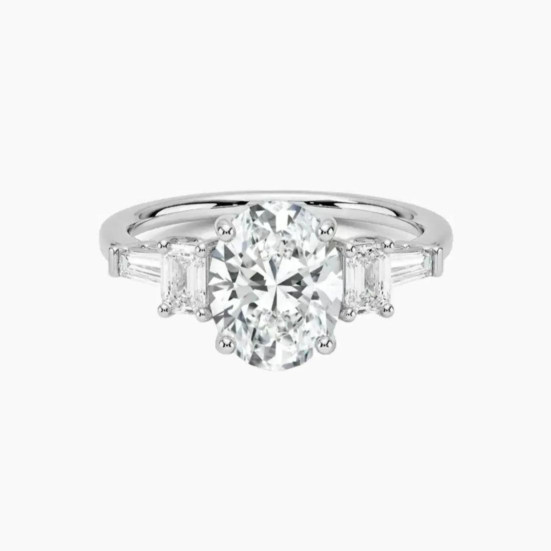 Delphine Five Stone Oval Designer 3 Carat Lab Grown Diamond Engagement Ring in 18K Yellow Gold