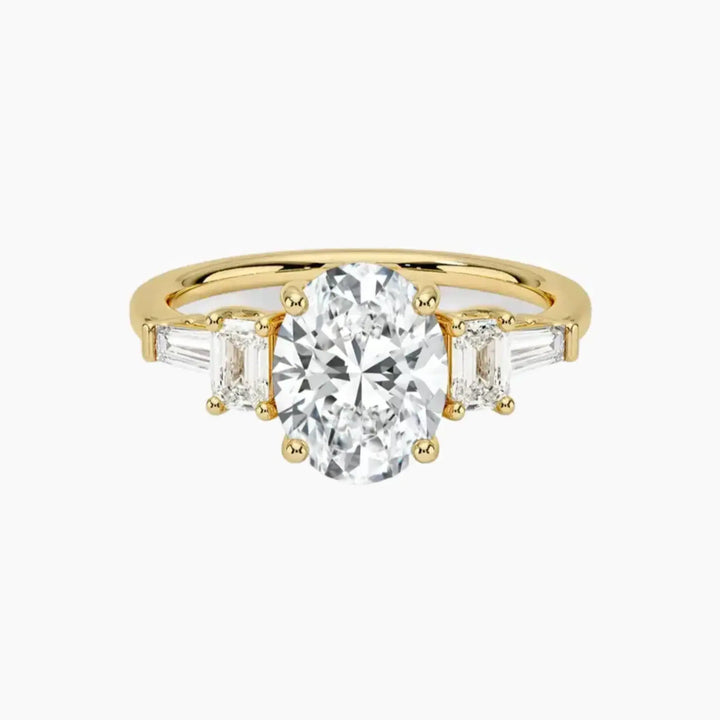 Delphine Five Stone Oval Designer 2 Carat Lab Grown Diamond Engagement Ring in 14K Yellow Gold
