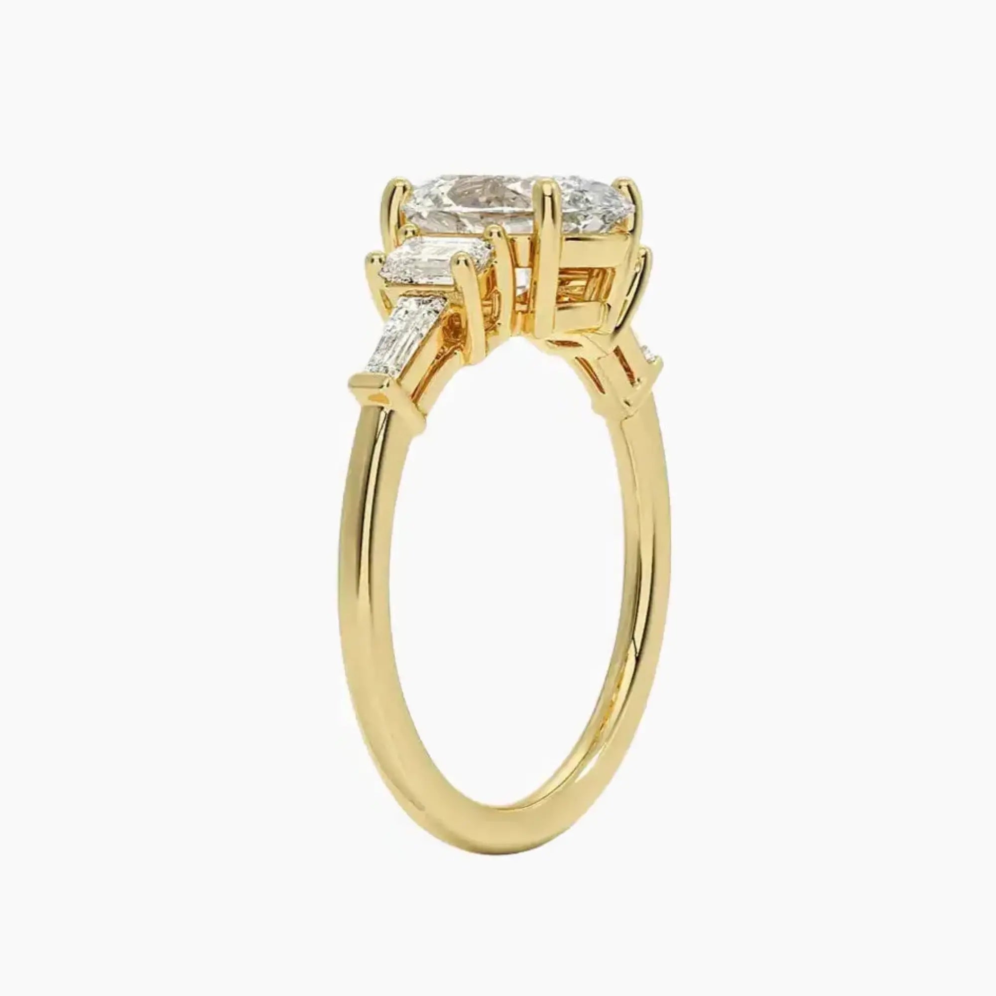 Delphine Five Stone Oval Designer 2 Carat Lab Grown Diamond Engagement Ring in 14K Rose Gold