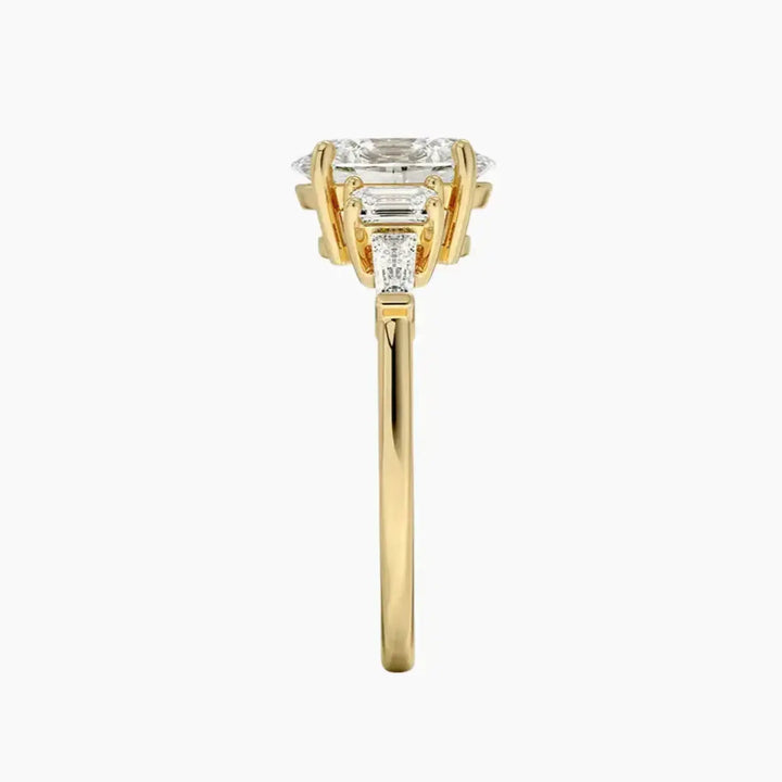 Delphine Five Stone Oval Designer 2 Carat Lab Grown Diamond Engagement Ring in 18K Rose Gold