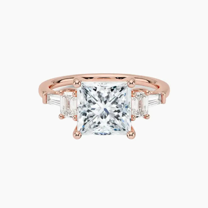 Delphine Five Stone Princess Designer Diamond Ring Setting in 14K Rose Gold