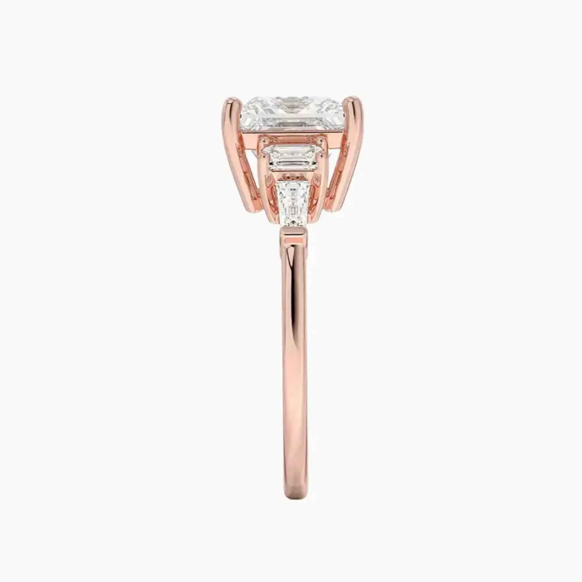Delphine Five Stone Princess Designer 3 Carat Lab Grown Diamond Engagement Ring in 18K White Gold