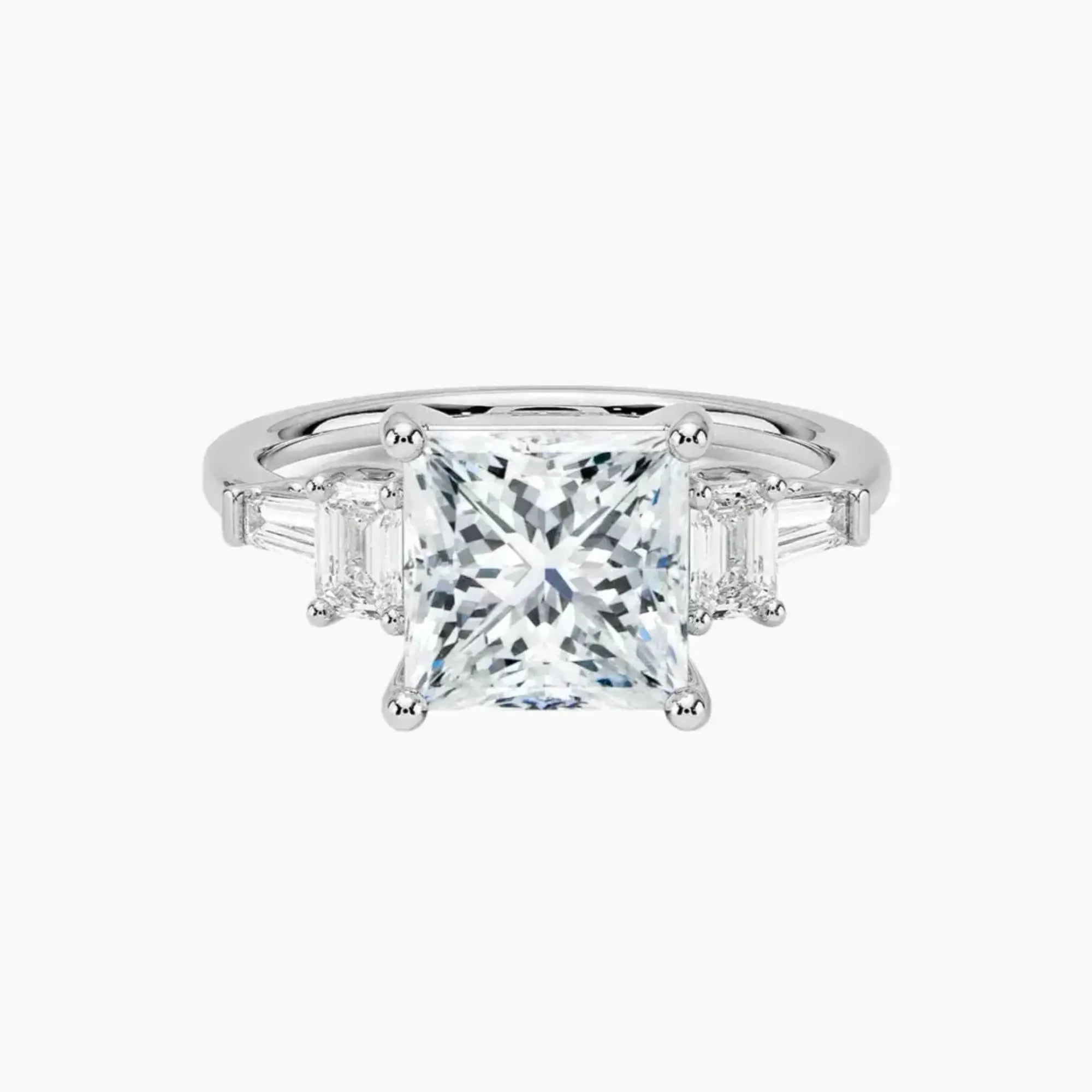 Delphine Five Stone Princess Designer 2 Carat Lab Grown Diamond Engagement Ring in 18K White Gold