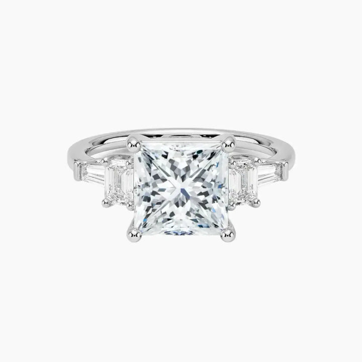 Delphine Five Stone Princess Designer 2 Carat Lab Grown Diamond Engagement Ring in 18K White Gold