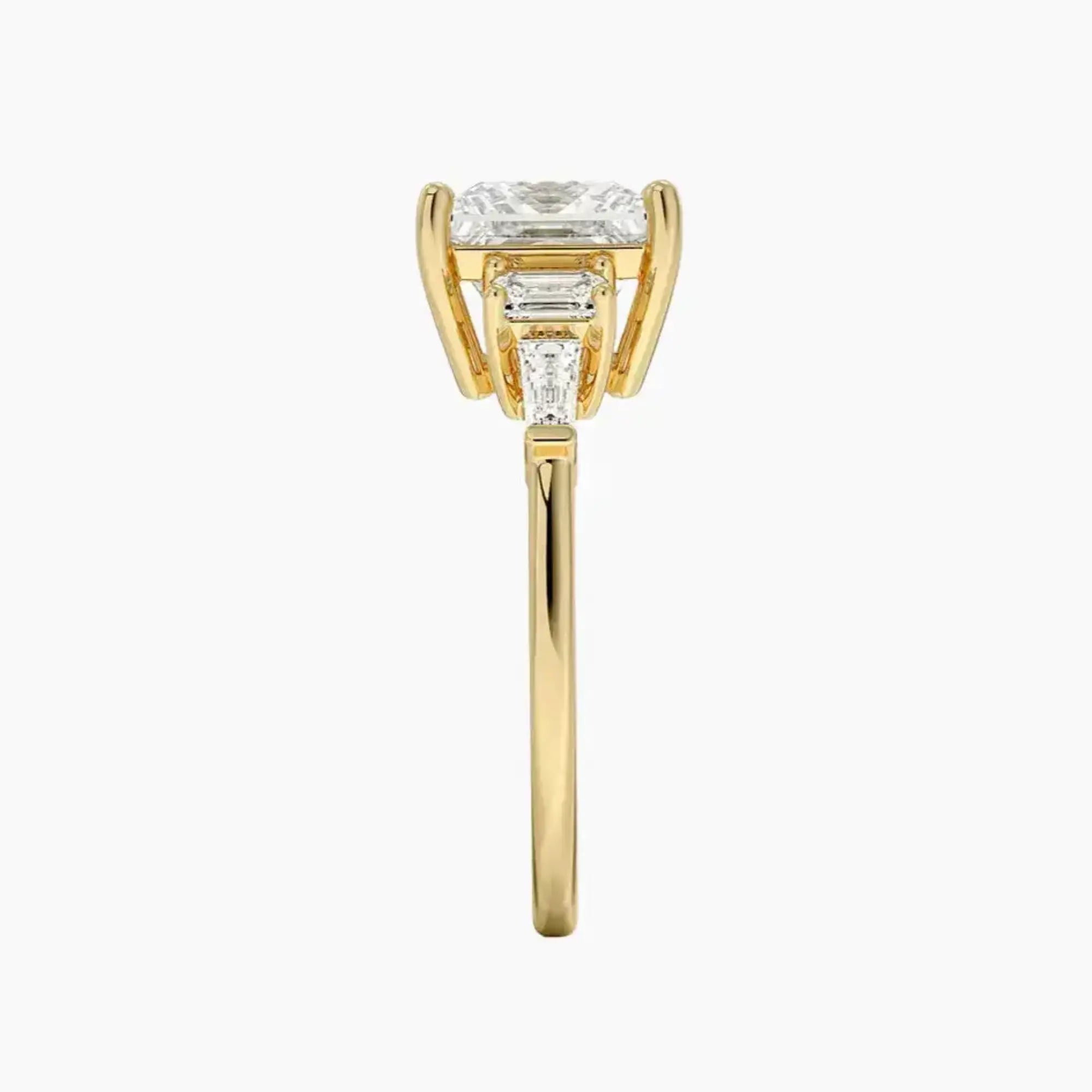 Delphine Five Stone Princess Designer 2.5 Carat Lab Grown Diamond Engagement Ring in 14K Yellow Gold