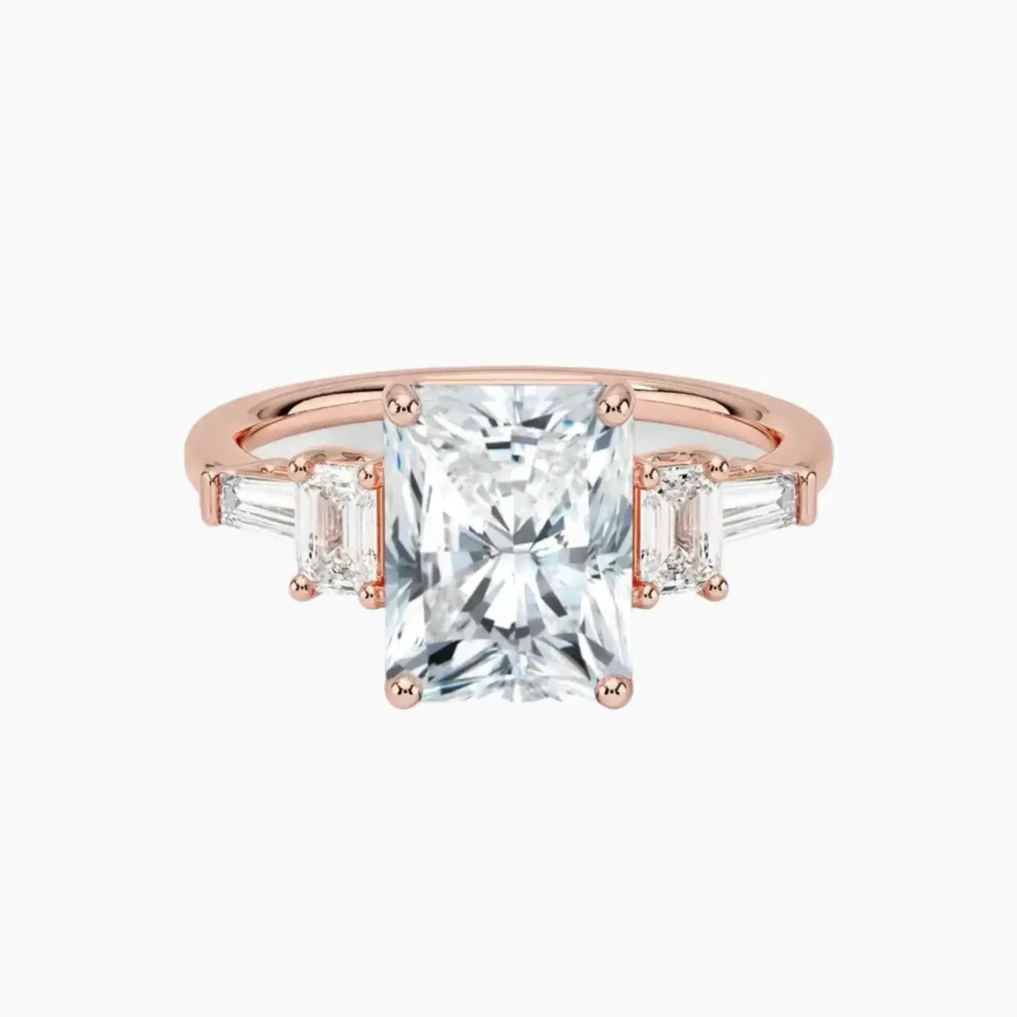 Delphine Five Stone Radiant Designer 2 Carat Lab Grown Diamond Engagement Ring in 18K Rose Gold
