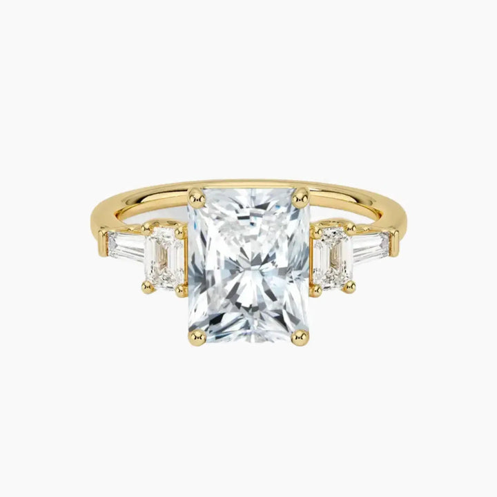 Delphine Five Stone Radiant Designer 2 Carat Lab Grown Diamond Engagement Ring in 14K Yellow Gold