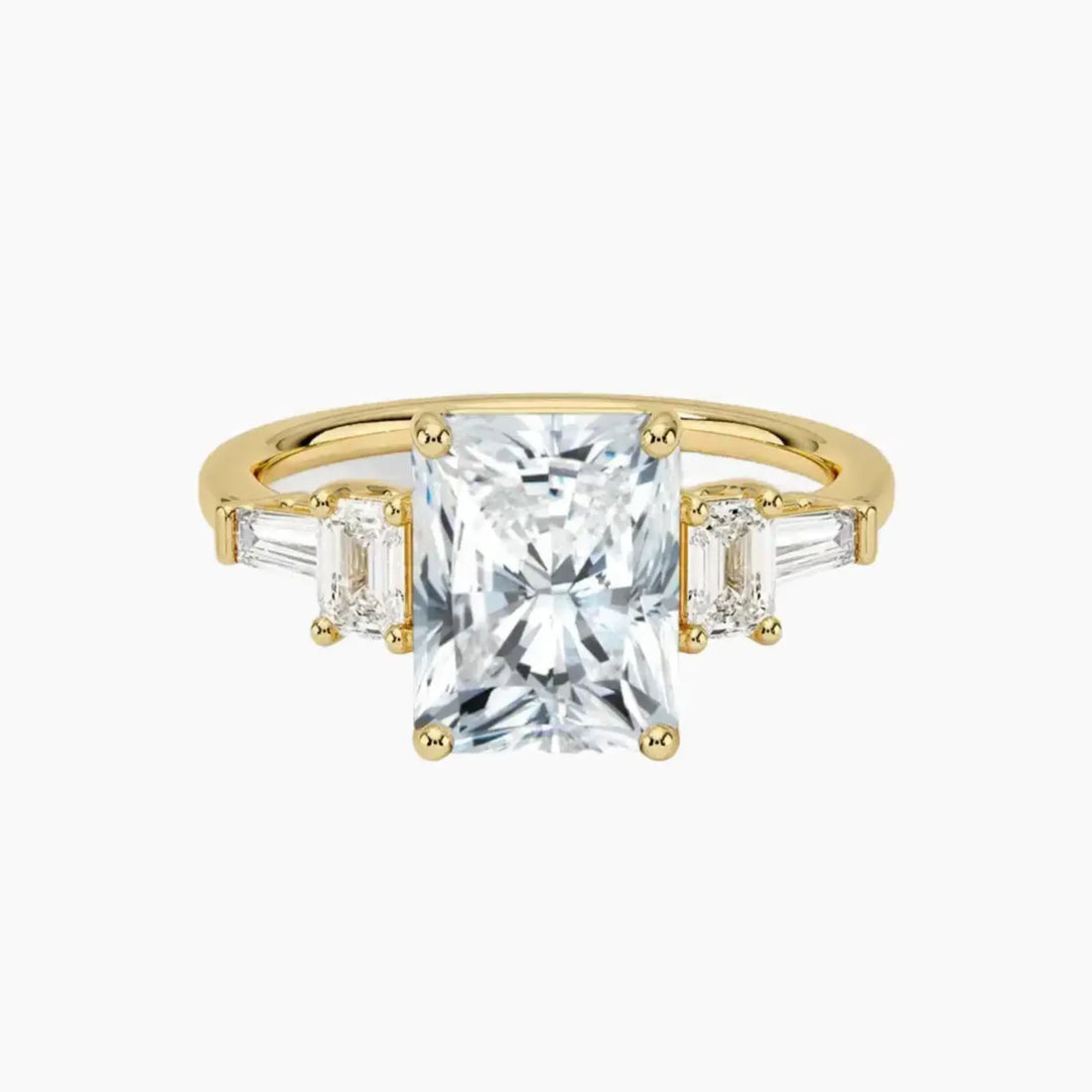 Delphine Five Stone Radiant Designer Diamond Ring Setting in 18K White Gold