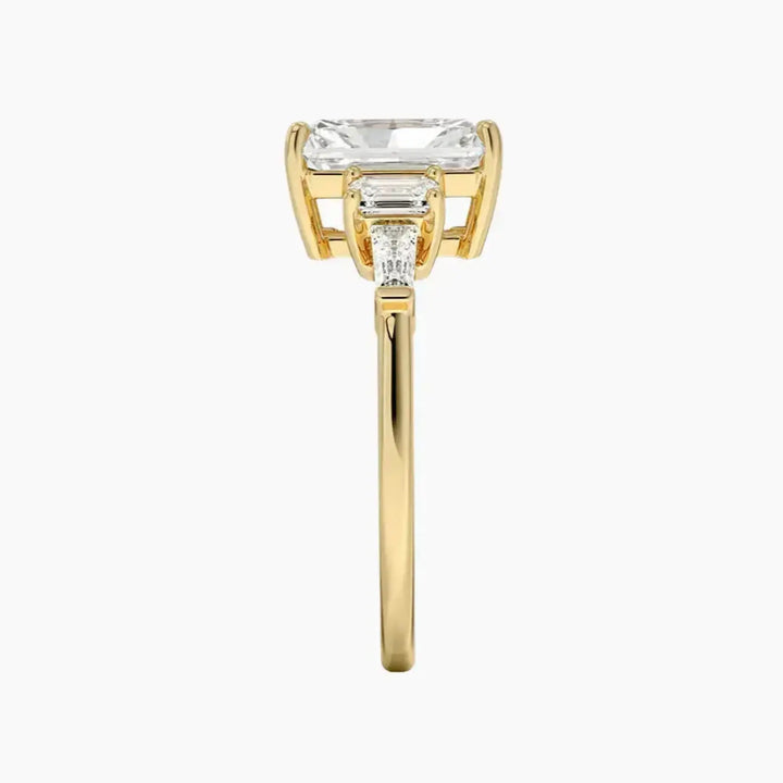 Delphine Five Stone Radiant Designer 3 Carat Lab Grown Diamond Engagement Ring in 14K Rose Gold