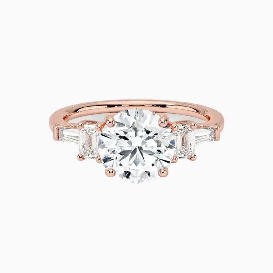 Delphine Five Stone Round Designer Diamond Ring Setting in 14K Rose Gold