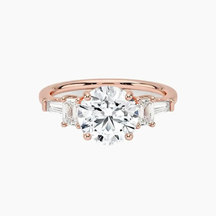 Delphine Five Stone Round Designer 3 Carat Lab Grown Diamond Engagement Ring in 14K Rose Gold