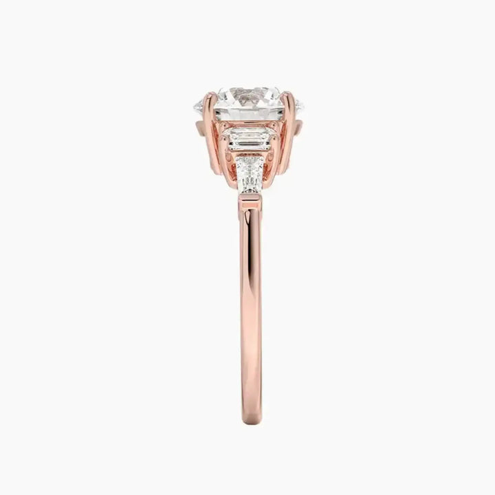 Delphine Five Stone Round Designer 3 Carat Lab Grown Diamond Engagement Ring in 18K White Gold