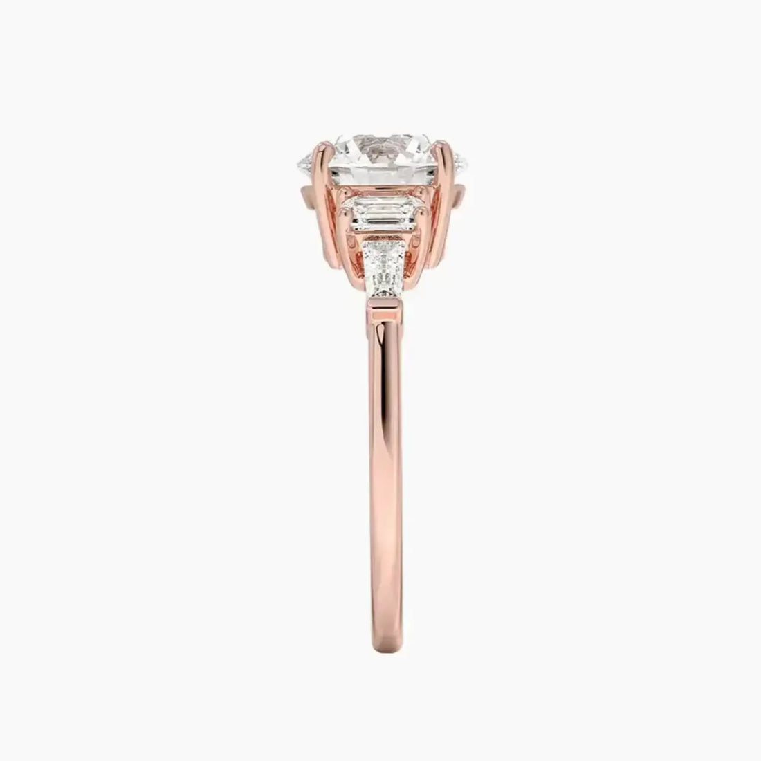 Delphine Five Stone Round Designer 1.5 Carat Lab Grown Diamond Engagement Ring in 18K Rose Gold