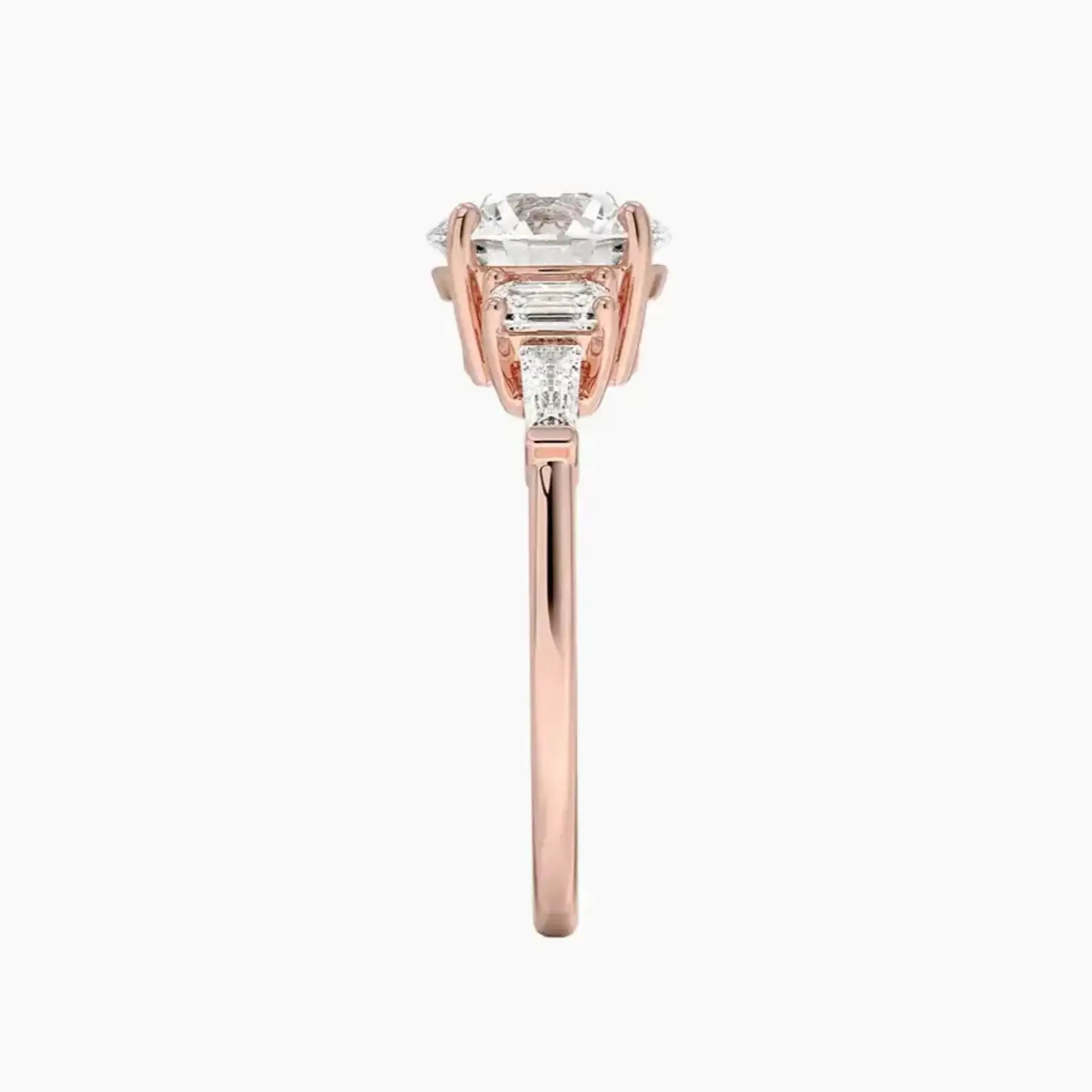 Delphine Five Stone Round Designer 2 Carat Lab Grown Diamond Engagement Ring in 14K Rose Gold