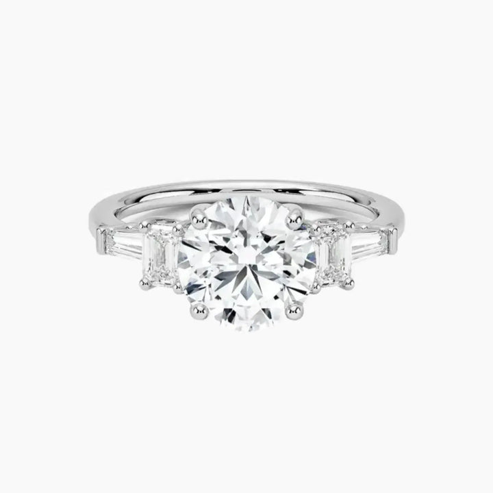 Delphine Five Stone Round Designer 2 Carat Lab Grown Diamond Engagement Ring in 14K White Gold