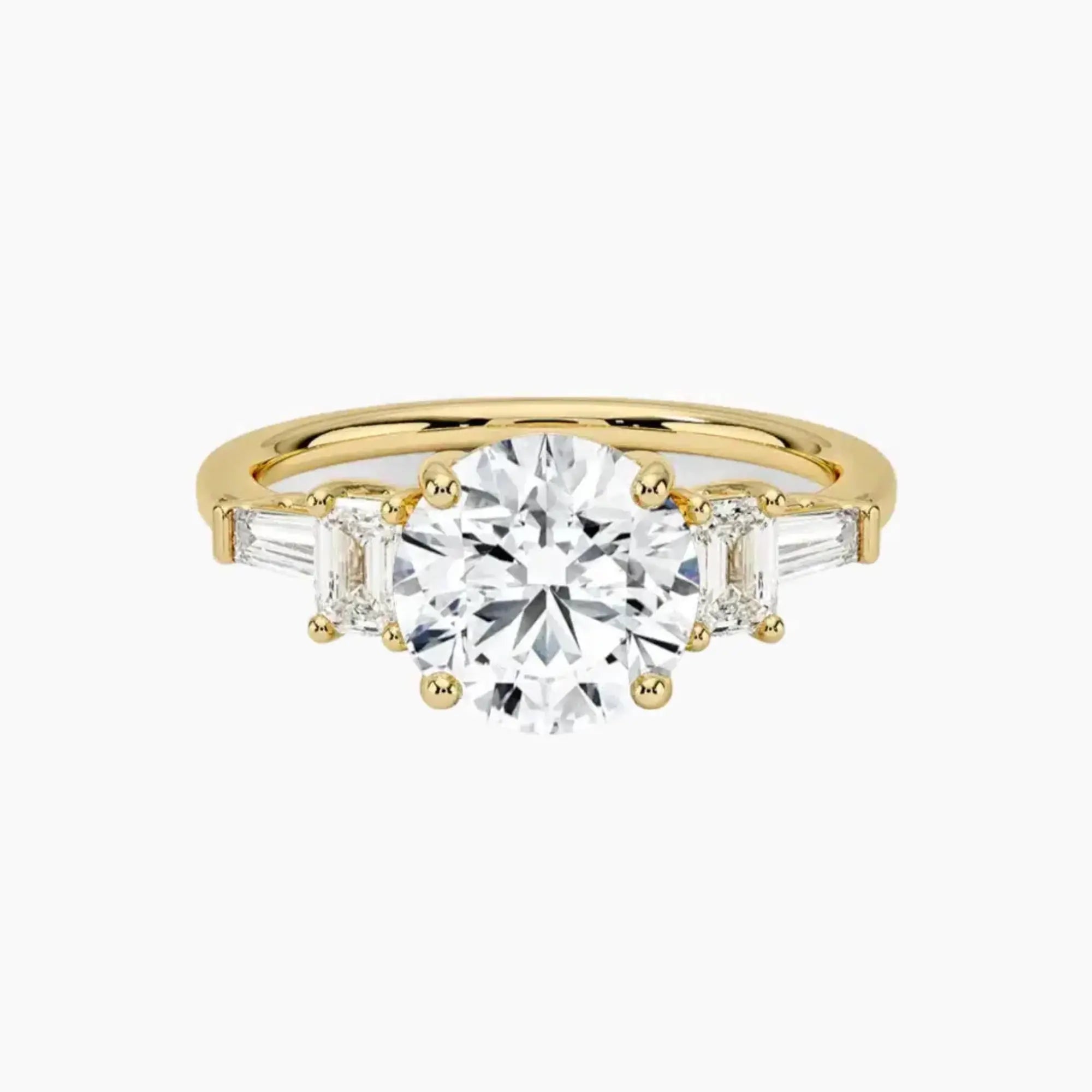 Delphine Five Stone Round Designer 3 Carat Lab Grown Diamond Engagement Ring in 18K White Gold
