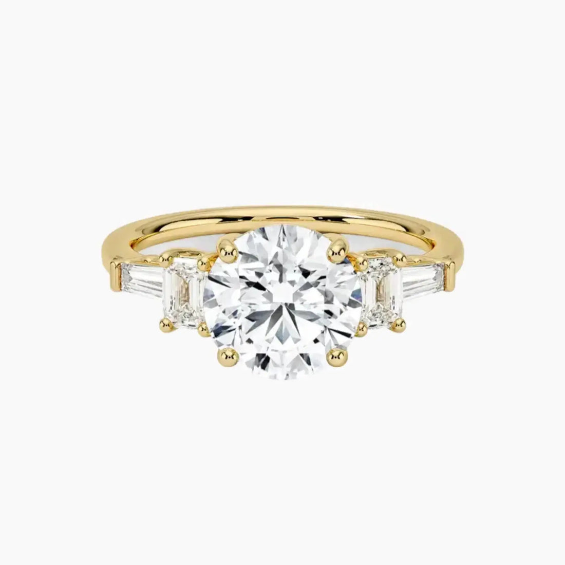 Delphine Five Stone Round Designer 1 Carat Lab Grown Diamond Engagement Ring in 14K Yellow Gold
