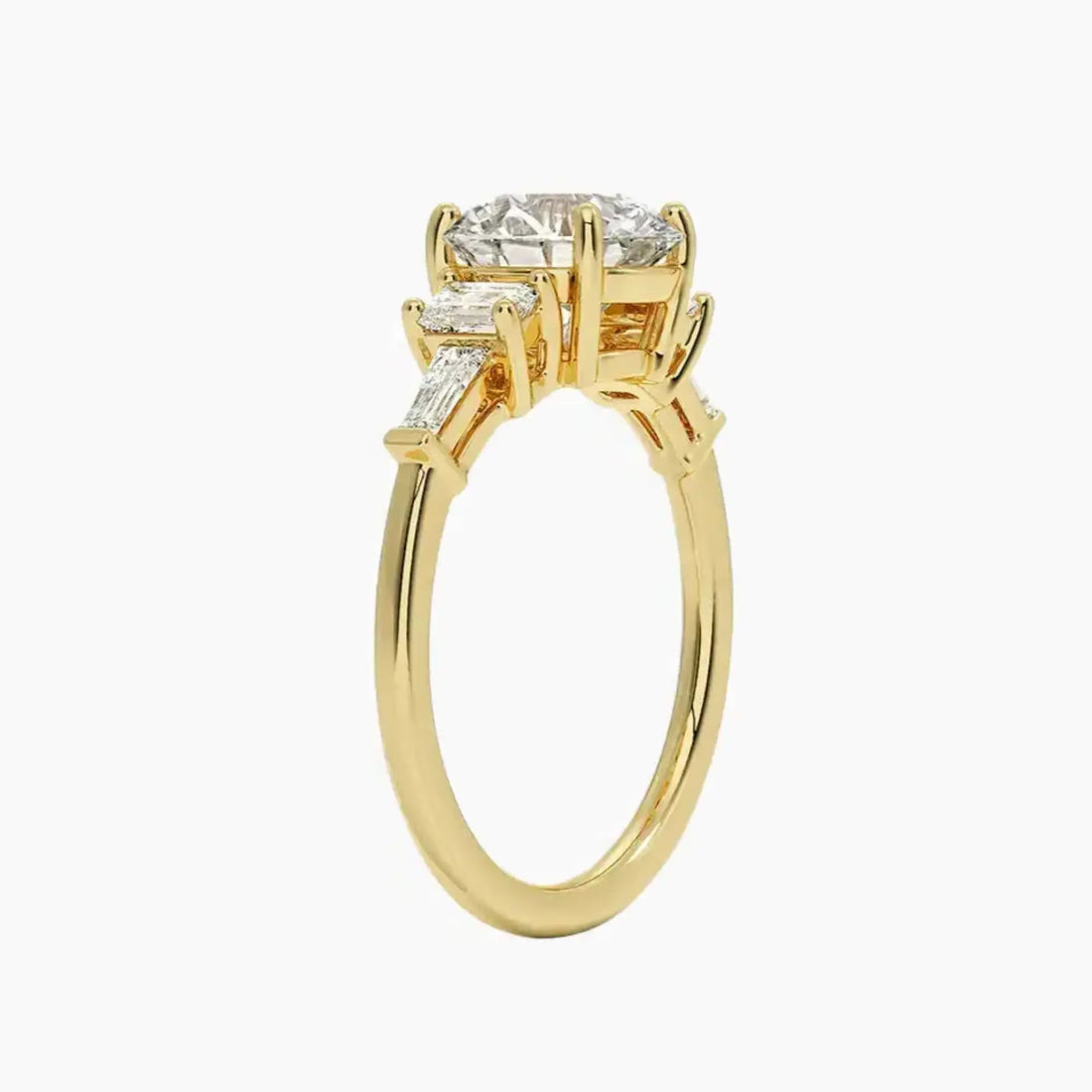 Delphine Five Stone Round Designer 3 Carat Lab Grown Diamond Engagement Ring in 14K Yellow Gold