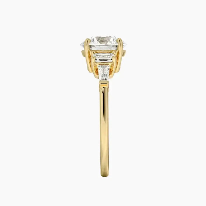 Delphine Five Stone Round Designer 3 Carat Lab Grown Diamond Engagement Ring in 18K Rose Gold