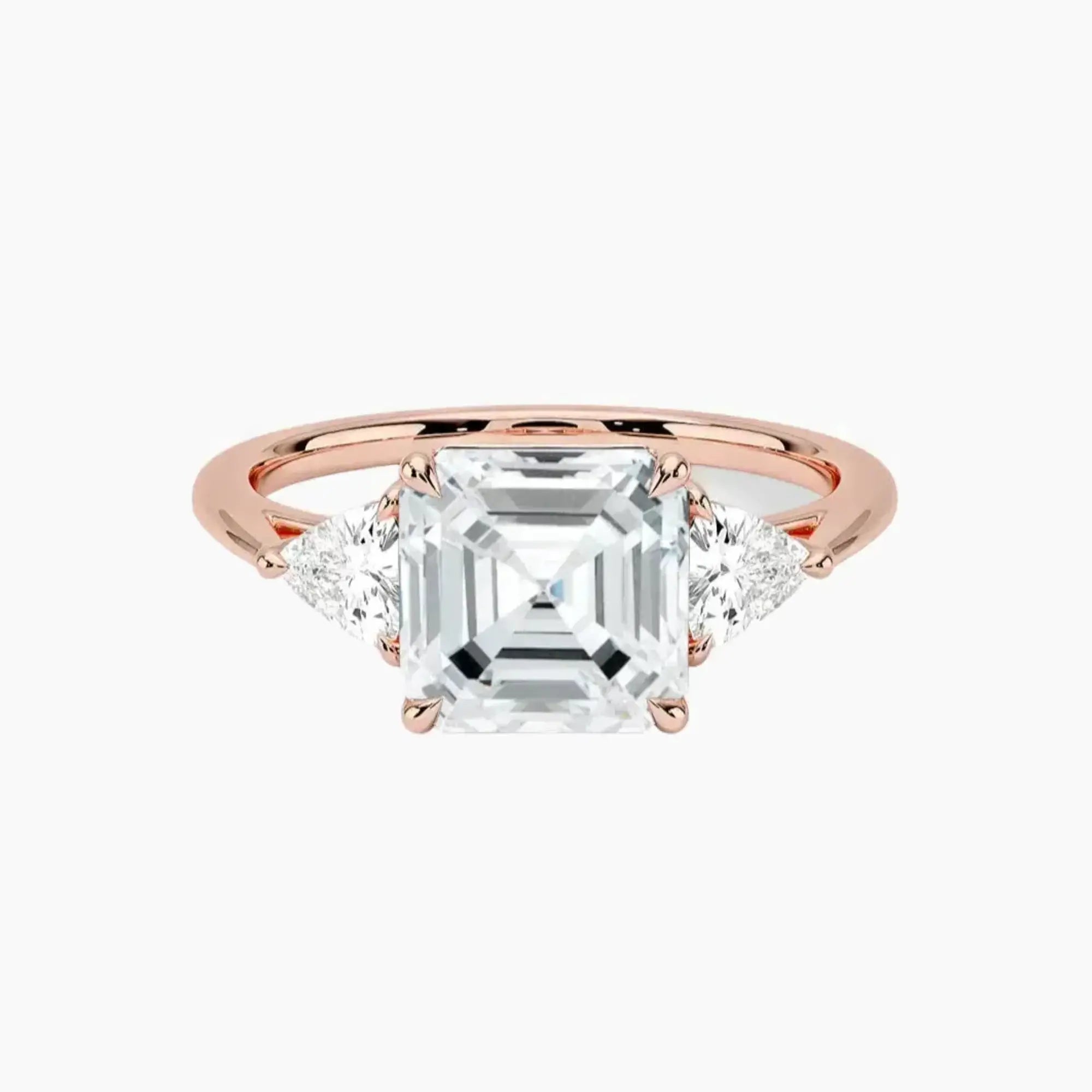Elowen Asscher Three Stone 1.5 Carat Lab Grown Diamond Engagement Ring in 14K Rose Gold