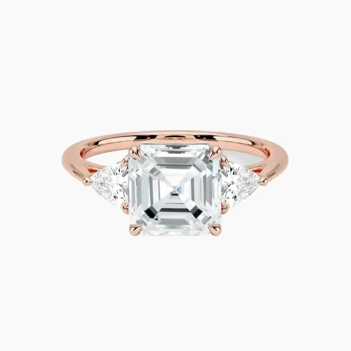 Elowen Asscher Three Stone 1.5 Carat Lab Grown Diamond Engagement Ring in 14K Rose Gold