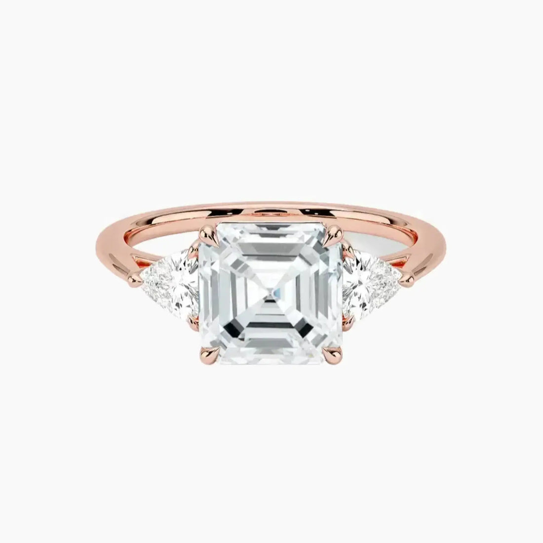 Elowen Asscher Three Stone 3 Carat Lab Grown Diamond Engagement Ring in 18K White Gold