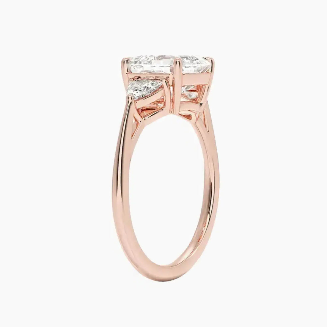 Elowen Asscher Three Stone 2.5 Carat Lab Grown Diamond Engagement Ring in 14K Yellow Gold