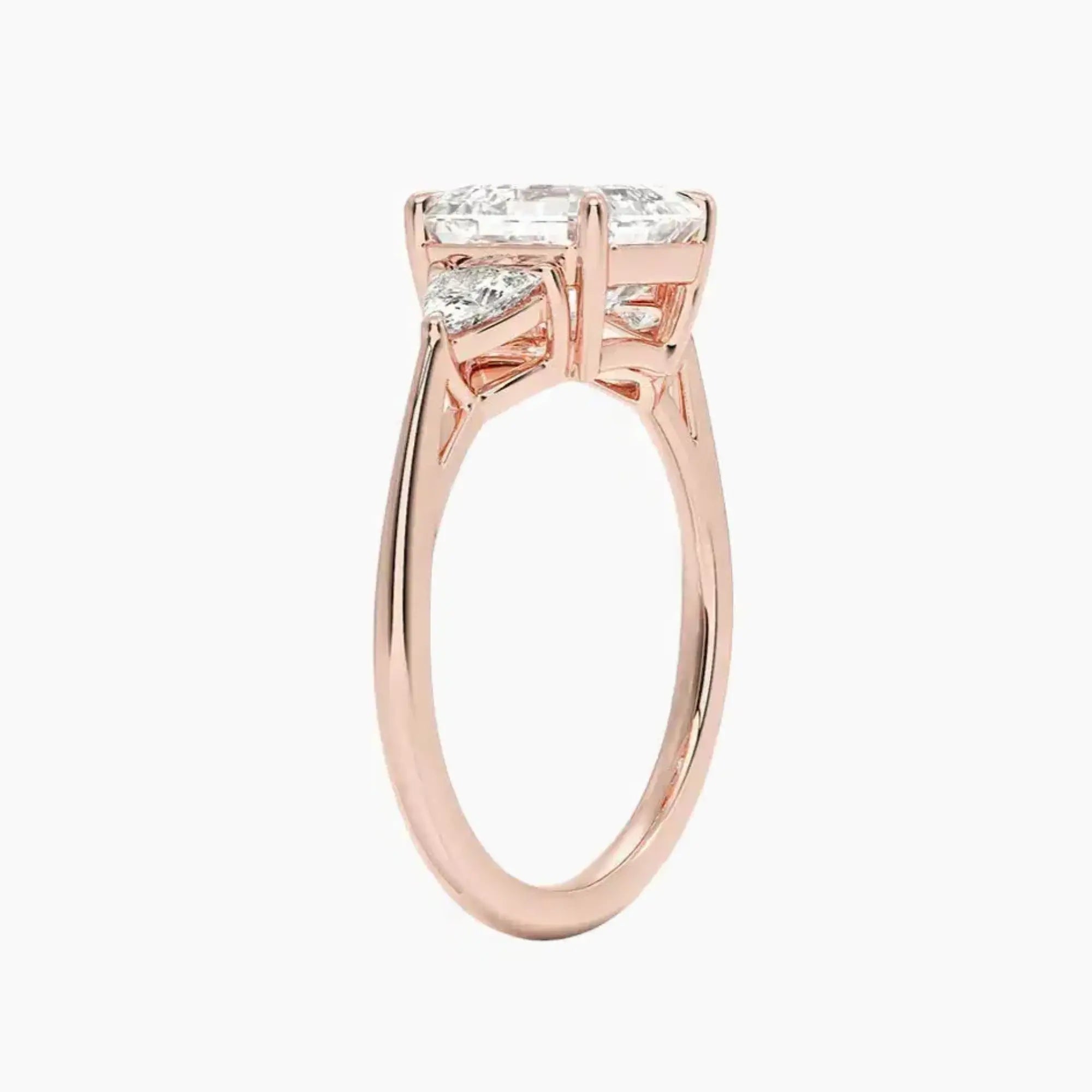 Elowen Asscher Three Stone Diamond Ring Setting in 18K White Gold