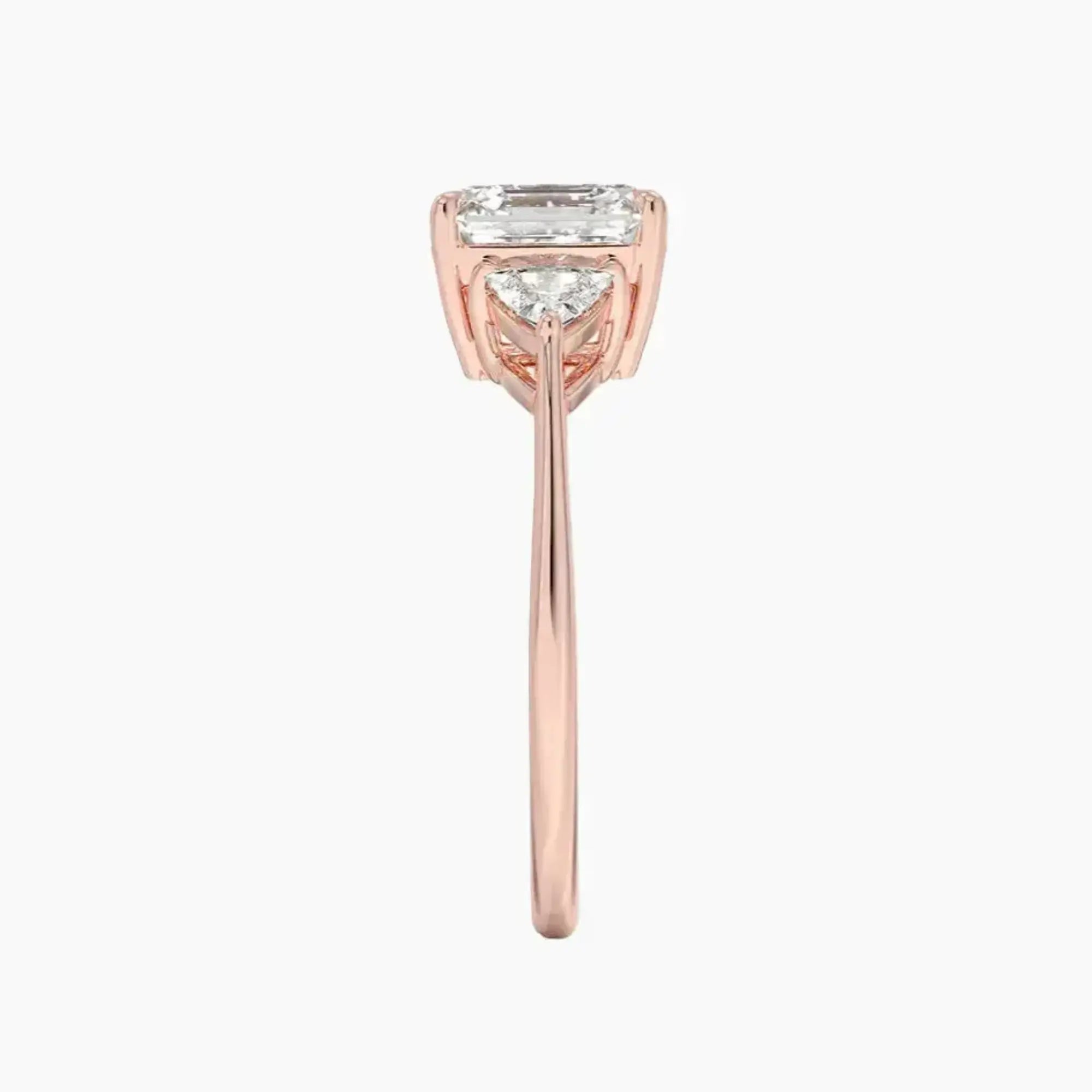 Elowen Asscher Three Stone 3 Carat Lab Grown Diamond Engagement Ring in 18K Rose Gold