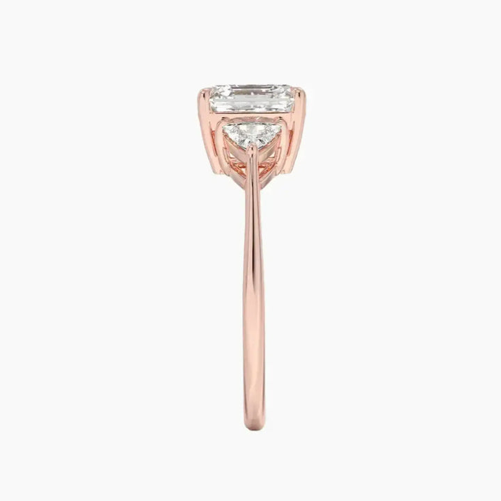 Elowen Asscher Three Stone 2 Carat Lab Grown Diamond Engagement Ring in 18K Yellow Gold