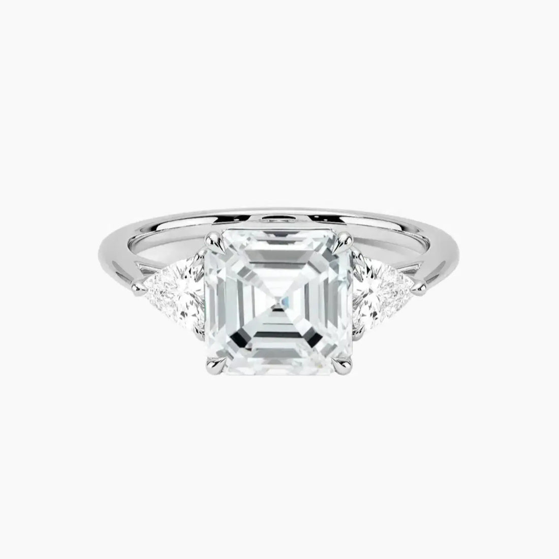 Elowen Asscher Three Stone 3 Carat Lab Grown Diamond Engagement Ring in 18K Rose Gold