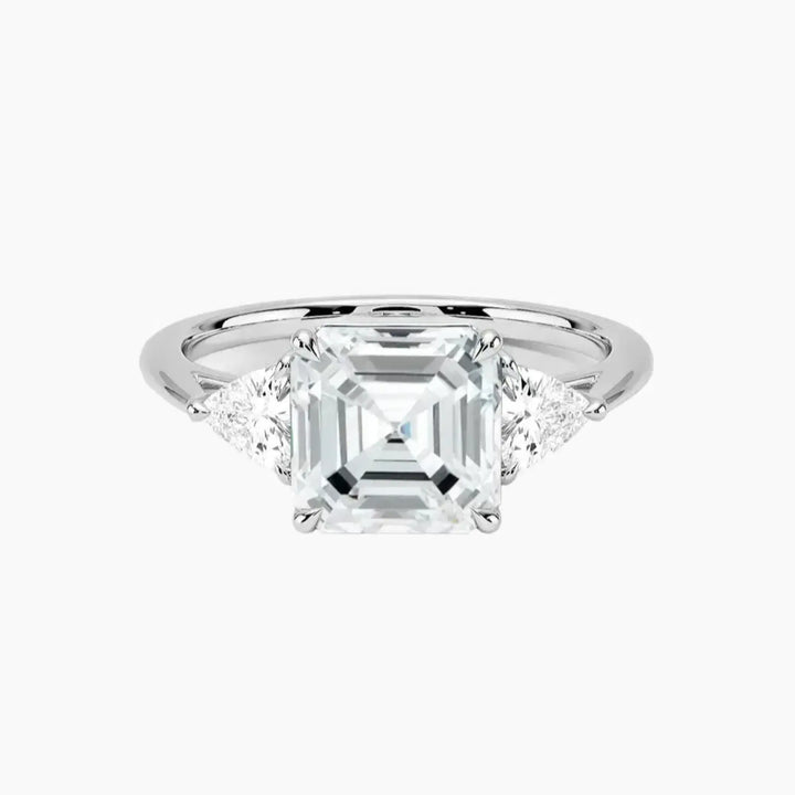 Elowen Asscher Three Stone 3 Carat Lab Grown Diamond Engagement Ring in 14K White Gold