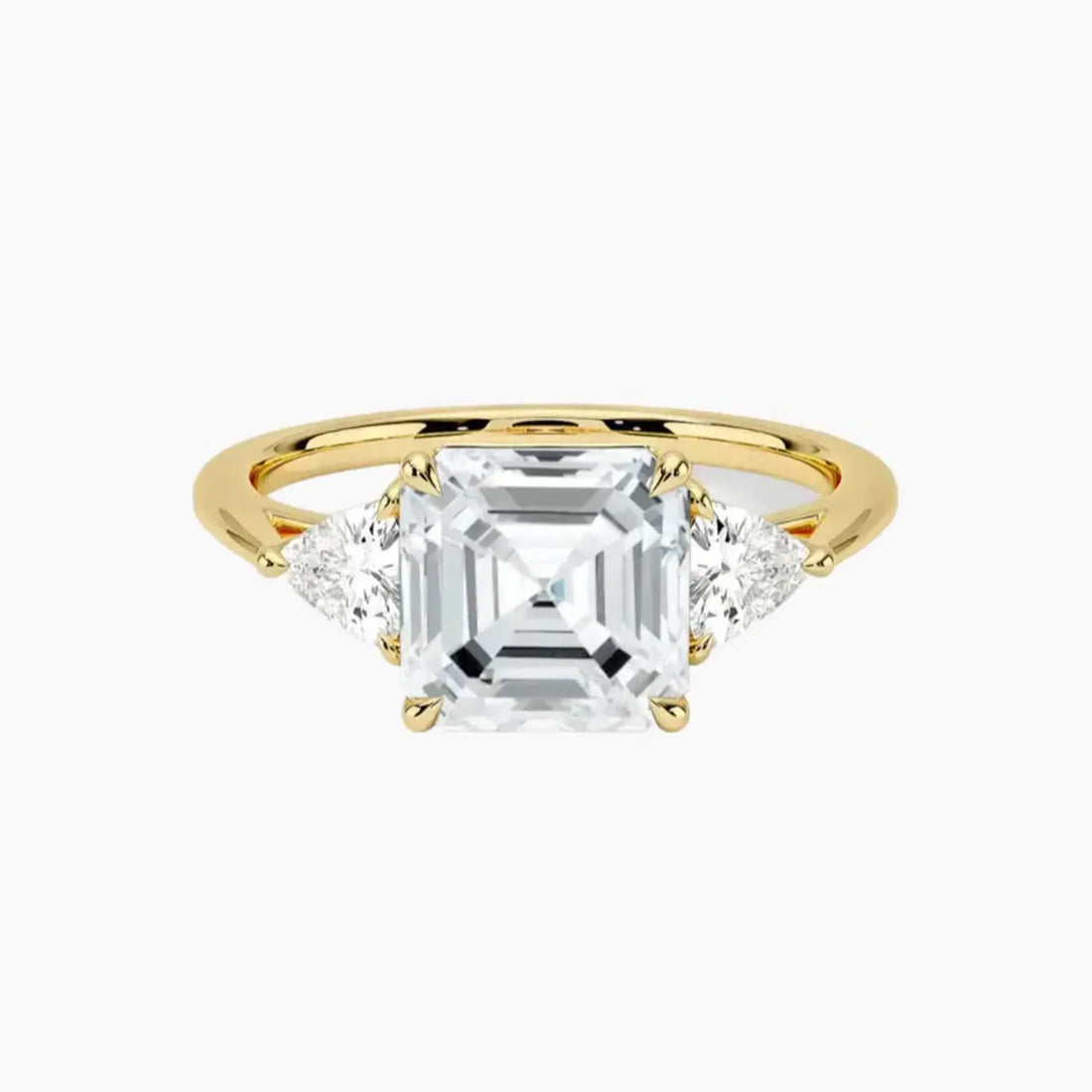 Elowen Asscher Three Stone 2.5 Carat Lab Grown Diamond Engagement Ring in 14K Yellow Gold