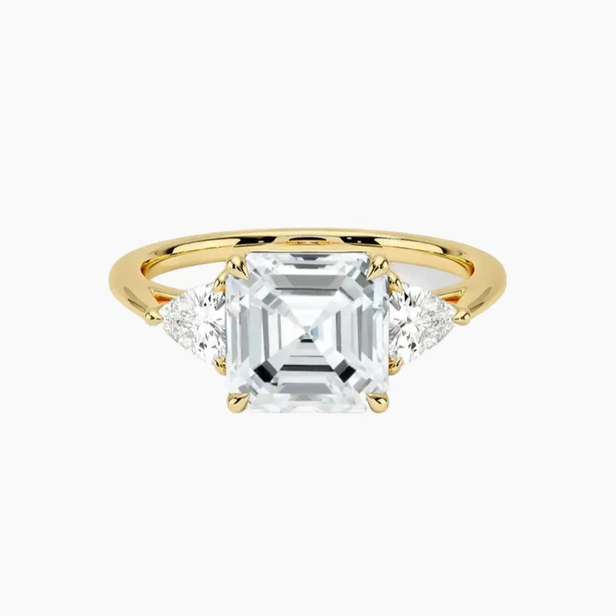 Elowen Asscher Three Stone 1 Carat Lab Grown Diamond Engagement Ring in 14K Rose Gold