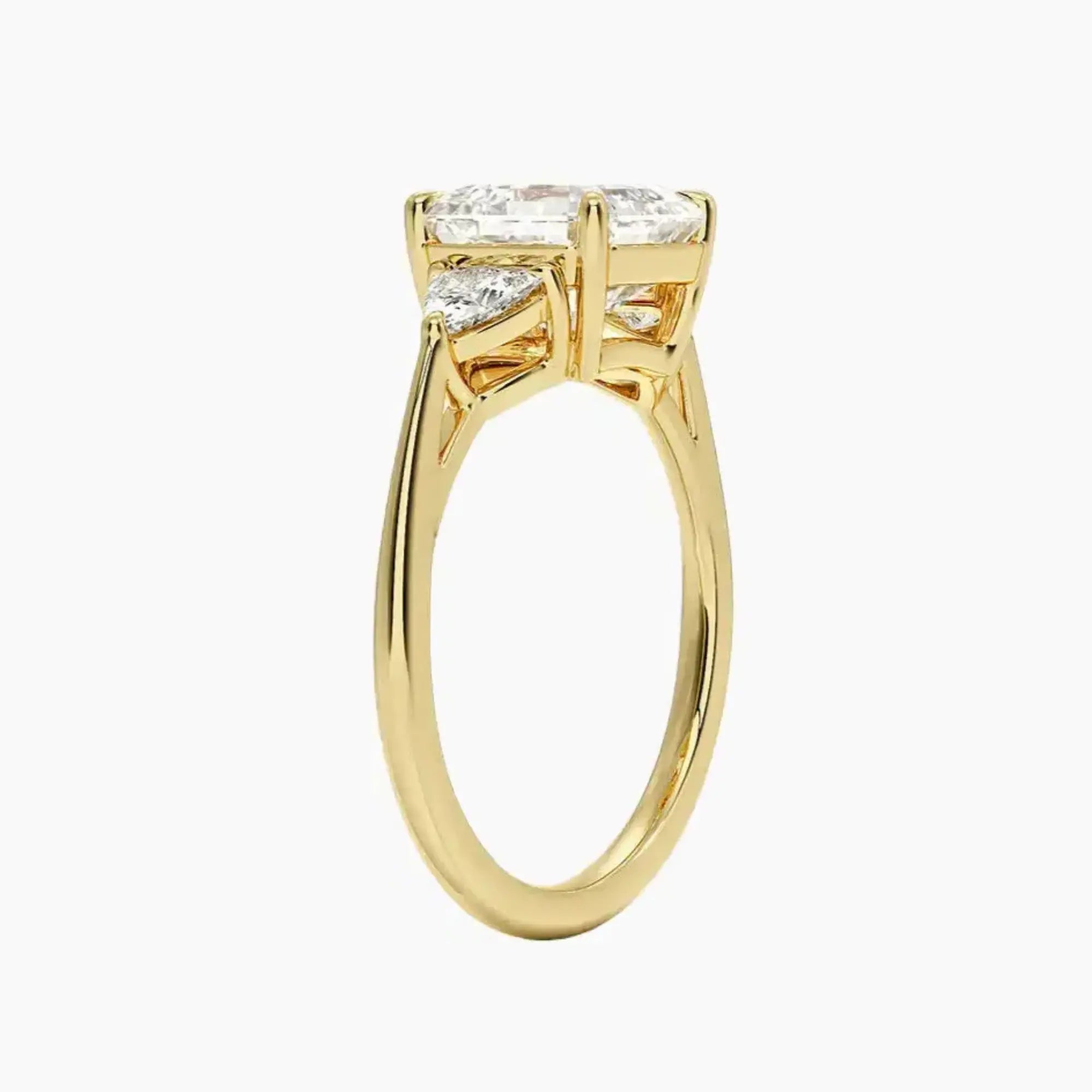 Elowen Asscher Three Stone 1.5 Carat Lab Grown Diamond Engagement Ring in 14K Yellow Gold