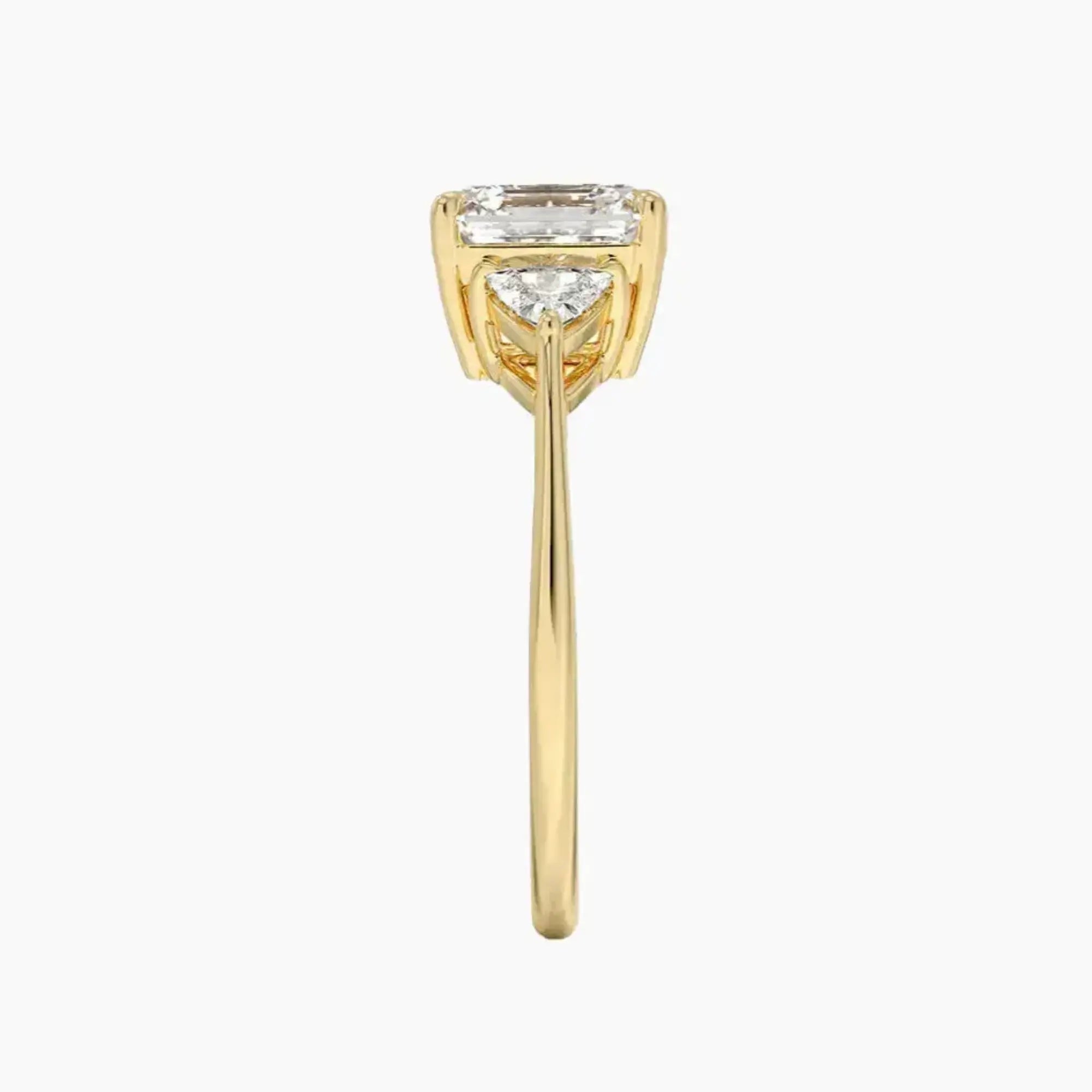 Elowen Asscher Three Stone 1.5 Carat Lab Grown Diamond Engagement Ring in 14K Yellow Gold