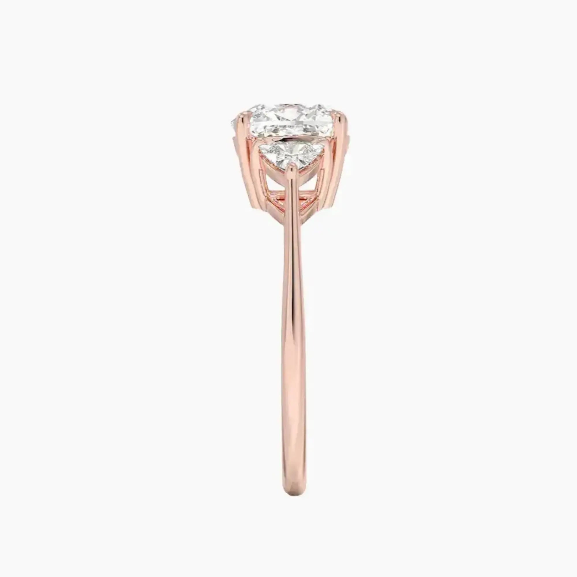 Elowen Cushion Three Stone Diamond Ring Setting in 18K Yellow Gold