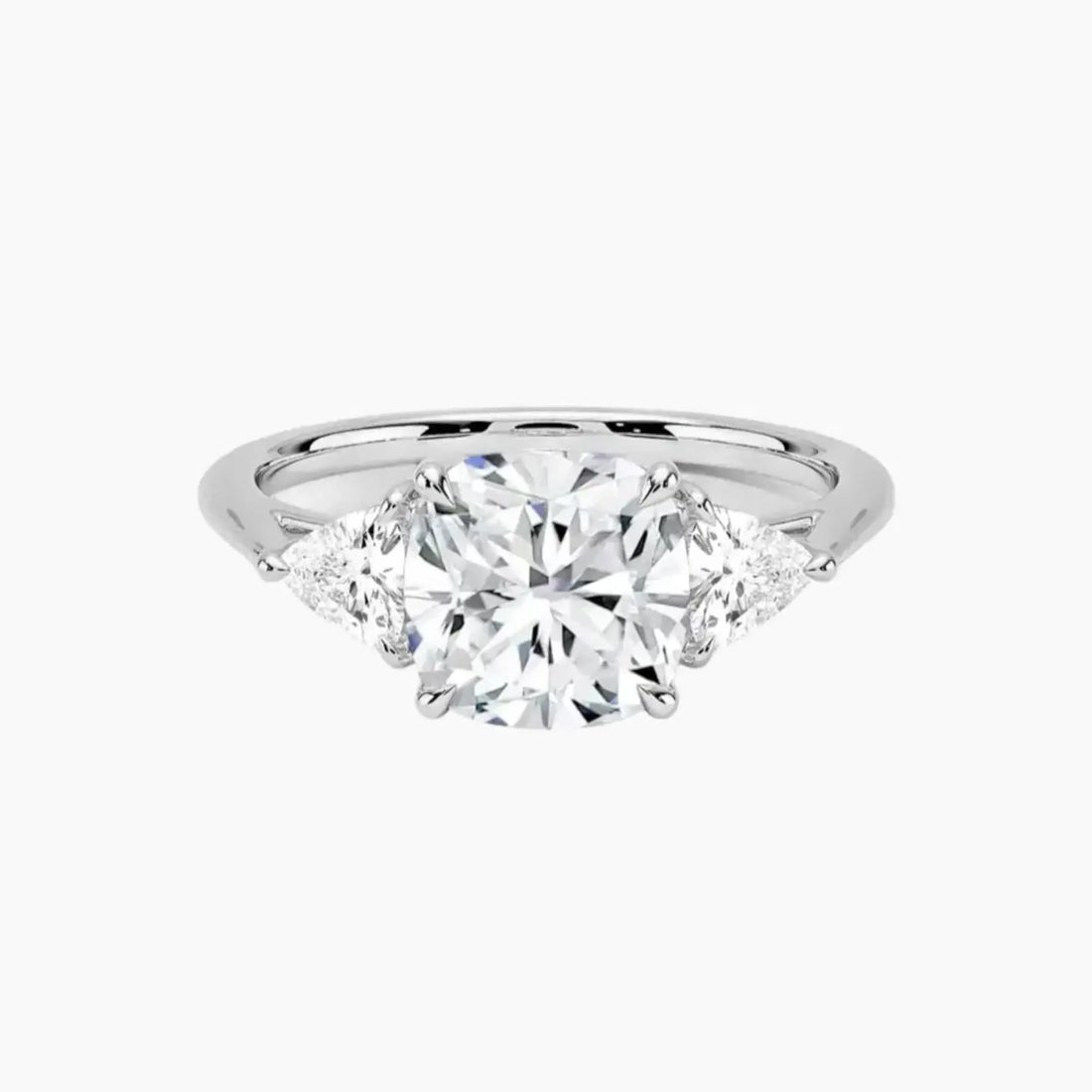 Elowen Cushion Three Stone Diamond Ring Setting in 18K White Gold