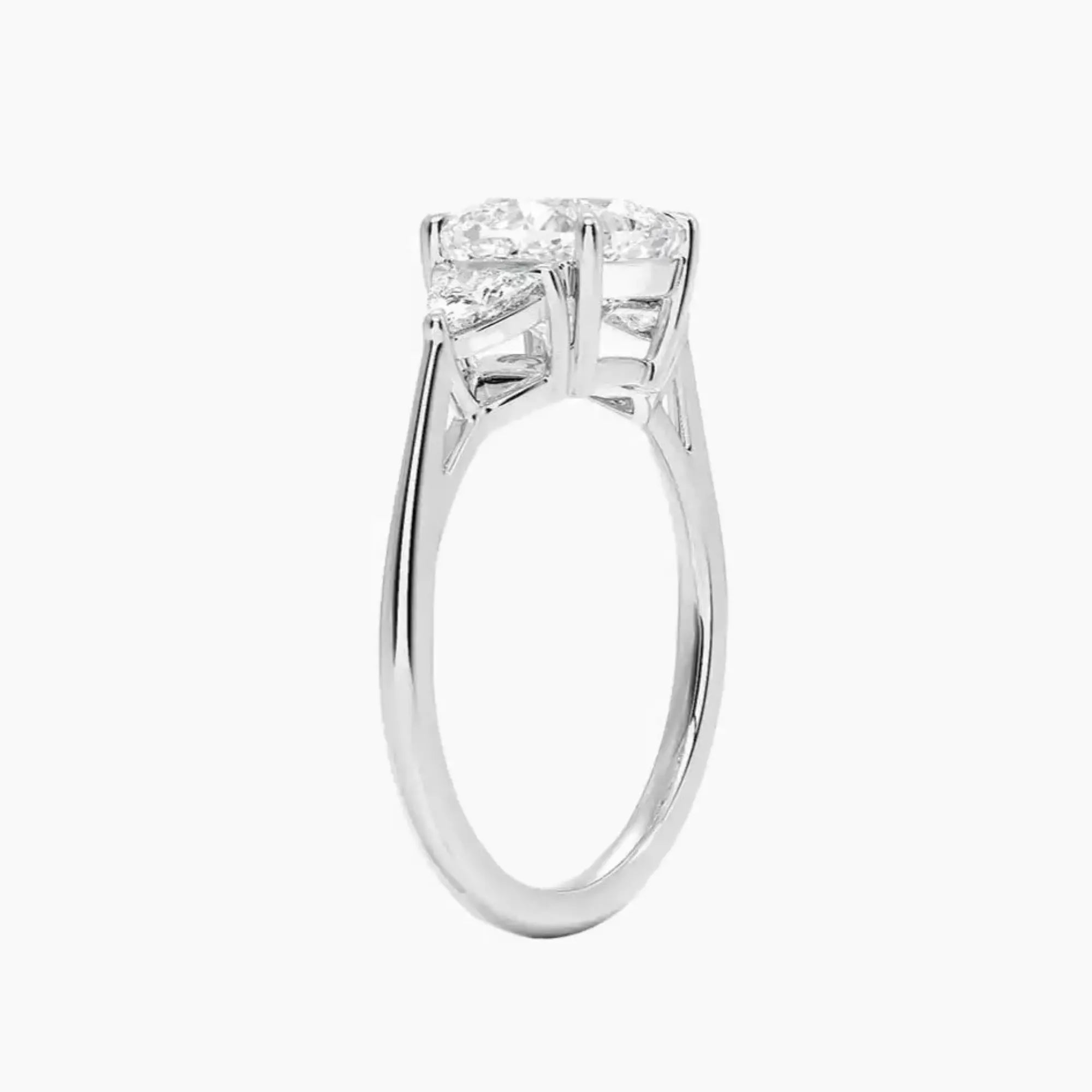 Elowen Cushion Three Stone 2.5 Carat Lab Grown Diamond Engagement Ring in 14K Yellow Gold