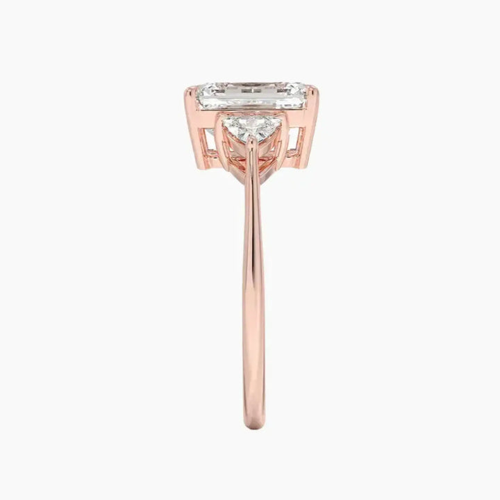 Elowen Emerald Three Stone 2 Carat Lab Grown Diamond Engagement Ring in 14K Yellow Gold