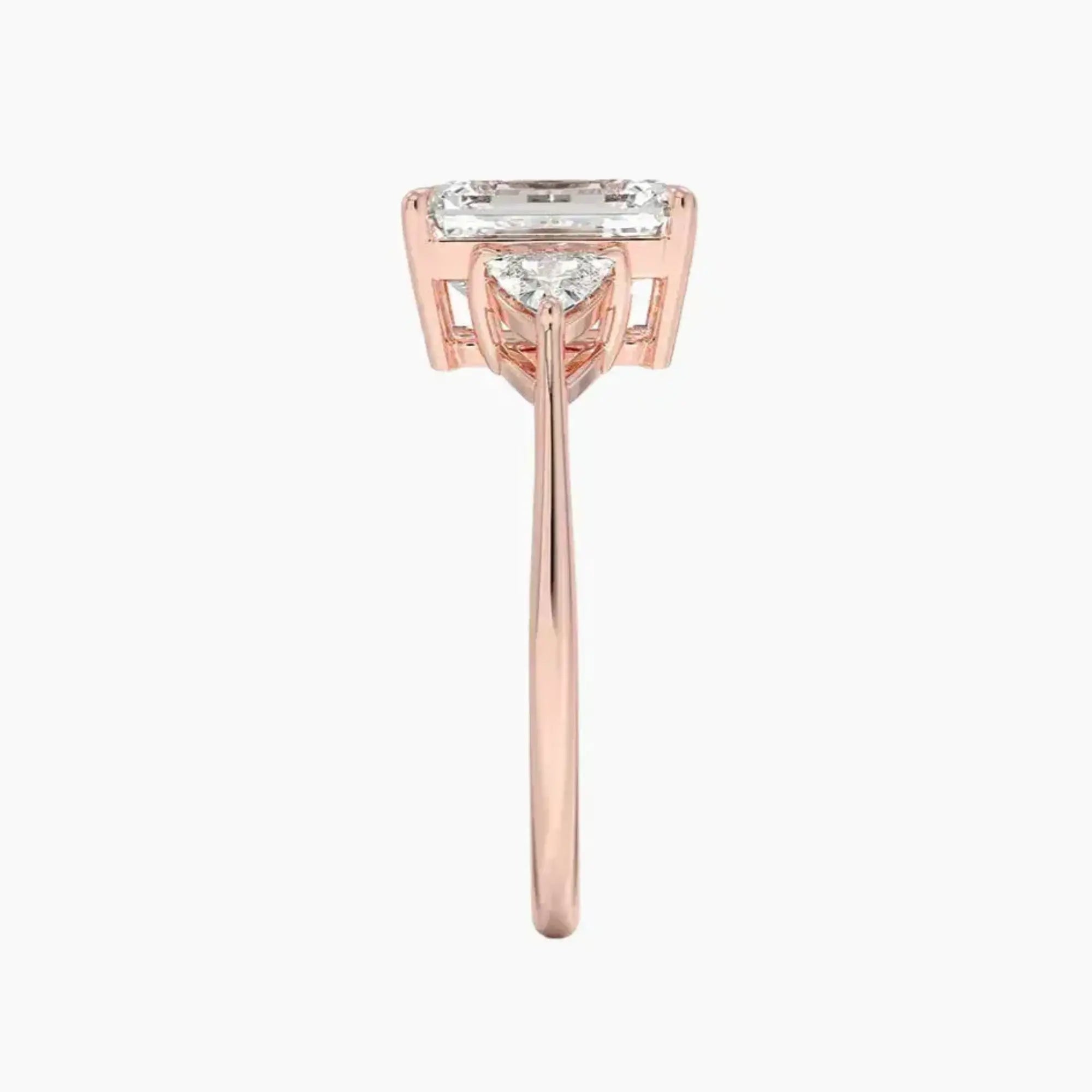 Elowen Emerald Three Stone 1.5 Carat Lab Grown Diamond Engagement Ring in 18K Rose Gold