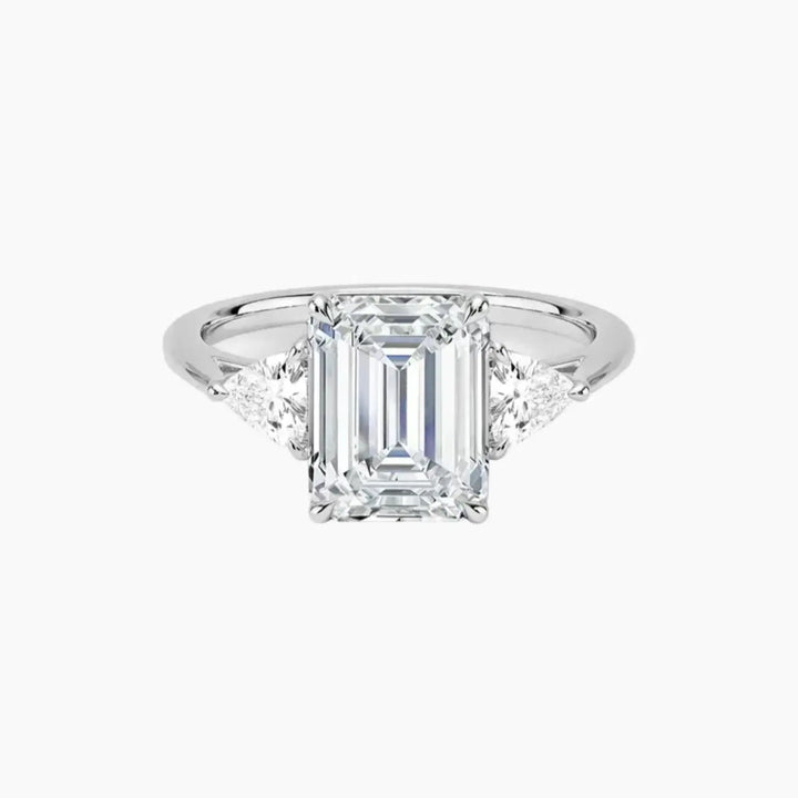Elowen Emerald Three Stone 1 Carat Lab Grown Diamond Engagement Ring in 18K White Gold