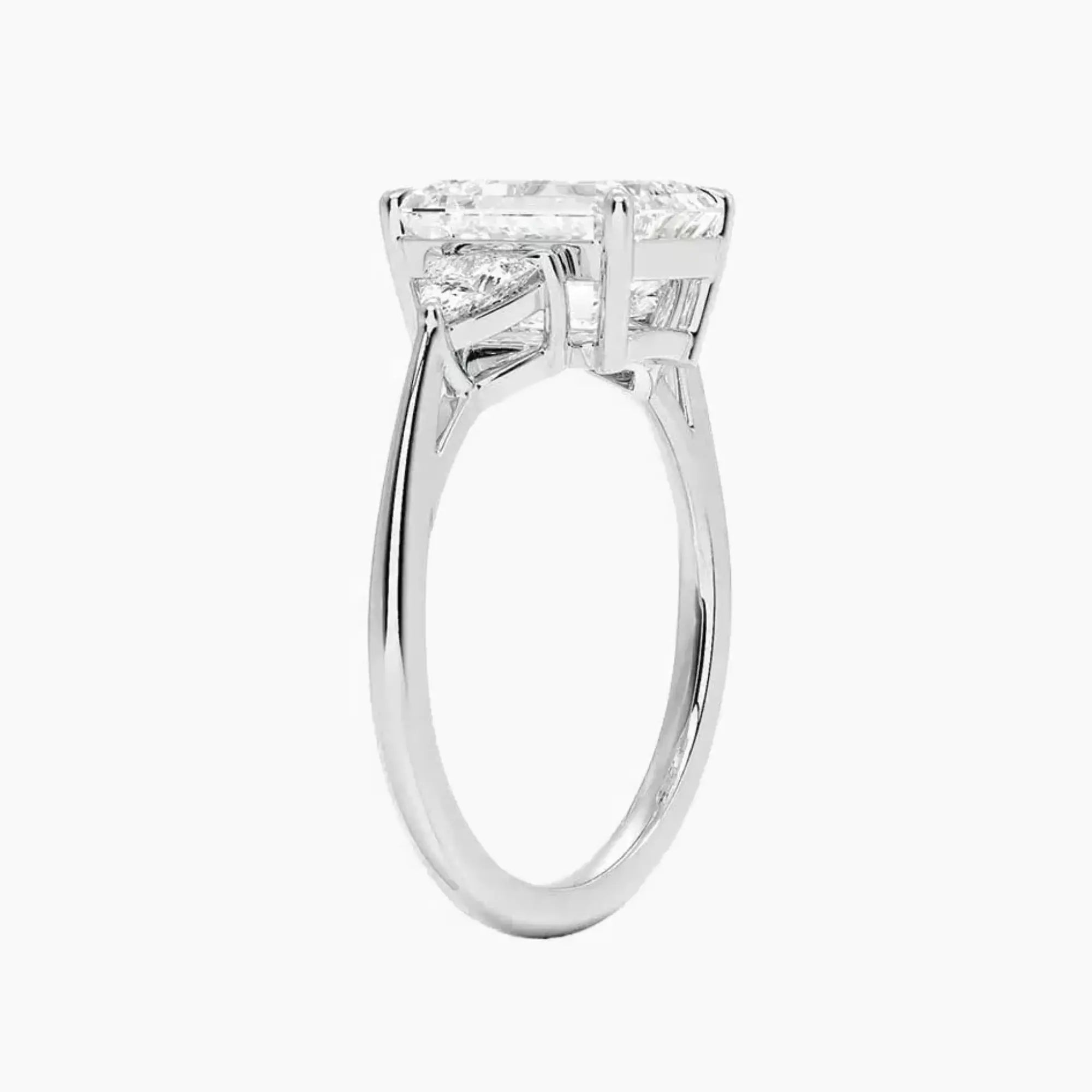 Elowen Emerald Three Stone Diamond Ring Setting in 14K Rose Gold