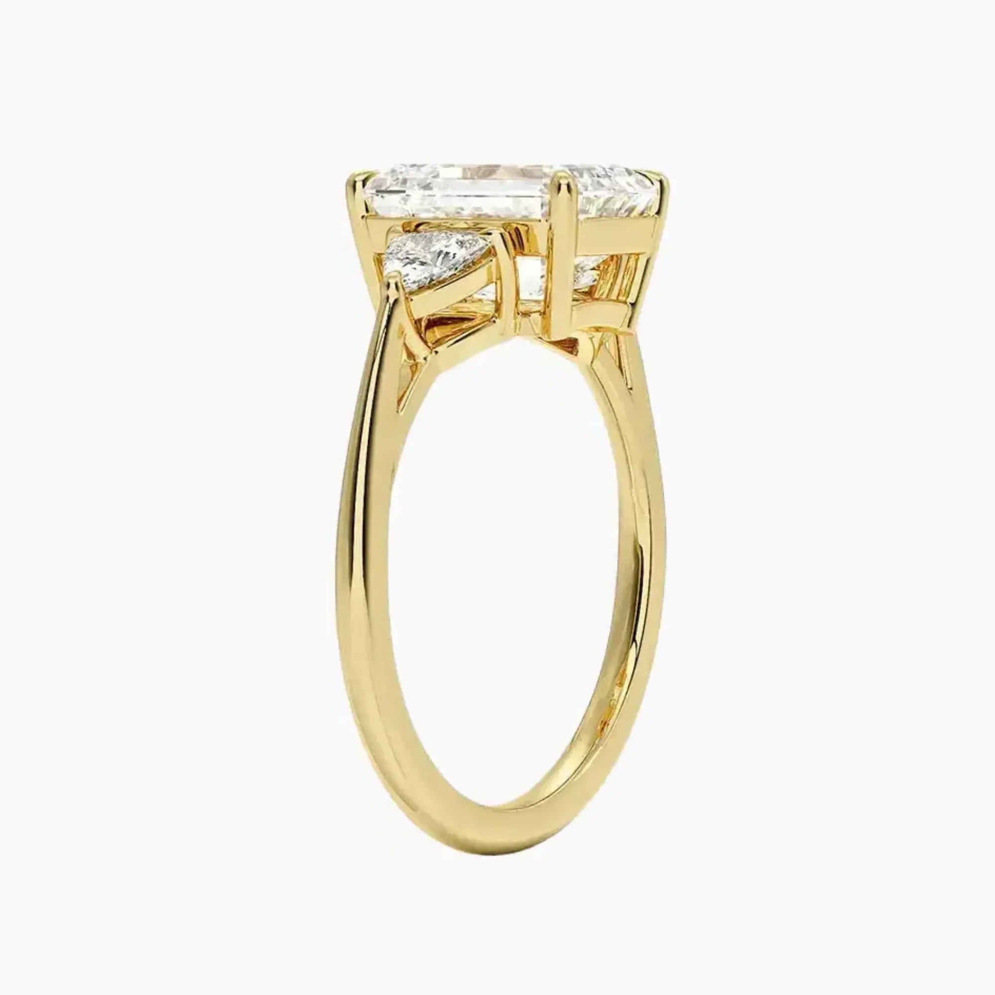 Elowen Emerald Three Stone 1 Carat Lab Grown Diamond Engagement Ring in 18K Rose Gold