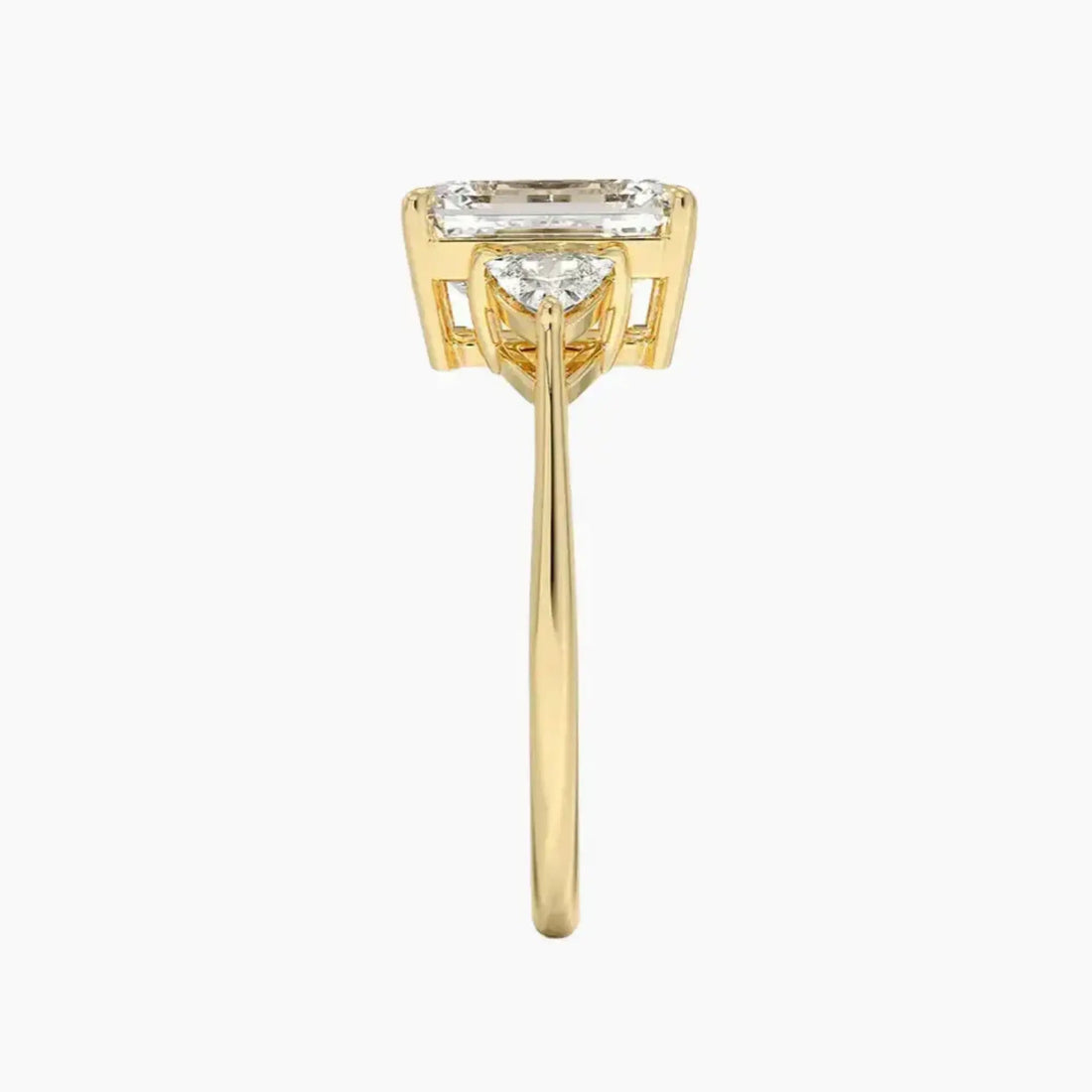 Elowen Emerald Three Stone 2 Carat Lab Grown Diamond Engagement Ring in 18K Rose Gold