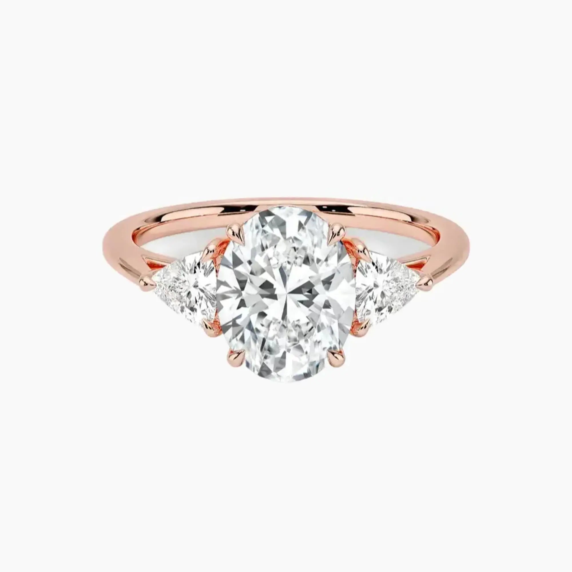 Elowen Oval Three Stone 2 Carat Lab Grown Diamond Engagement Ring in 14K Rose Gold