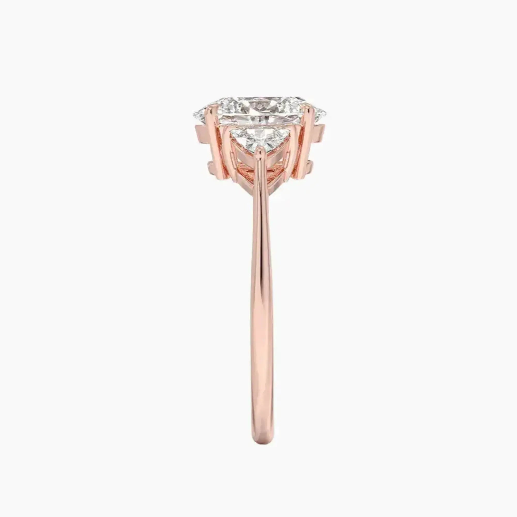 Elowen Oval Three Stone Diamond Ring Setting in 18K Rose Gold