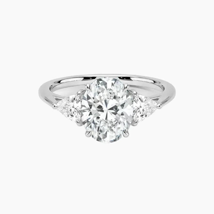Elowen Oval Three Stone 3 Carat Lab Grown Diamond Engagement Ring in 14K White Gold