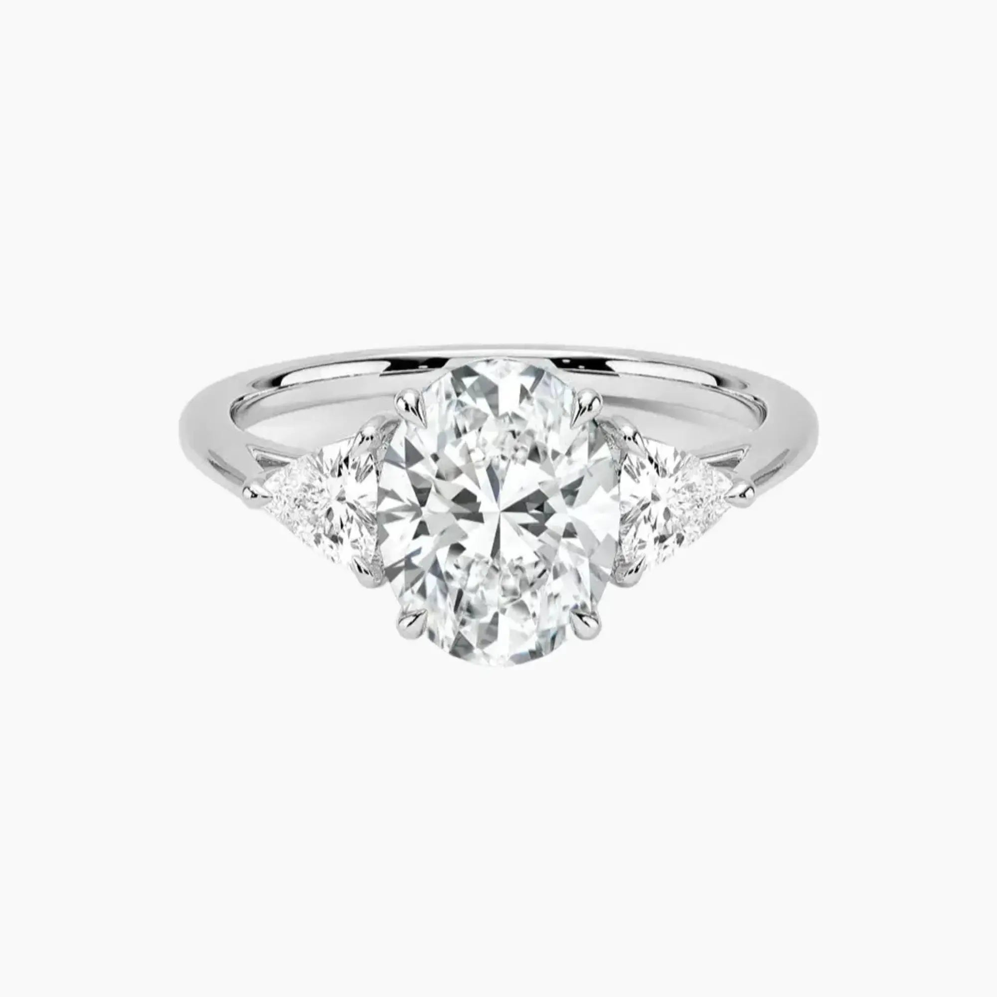 Elowen Oval Three Stone 2.5 Carat Lab Grown Diamond Engagement Ring in 18K Rose Gold