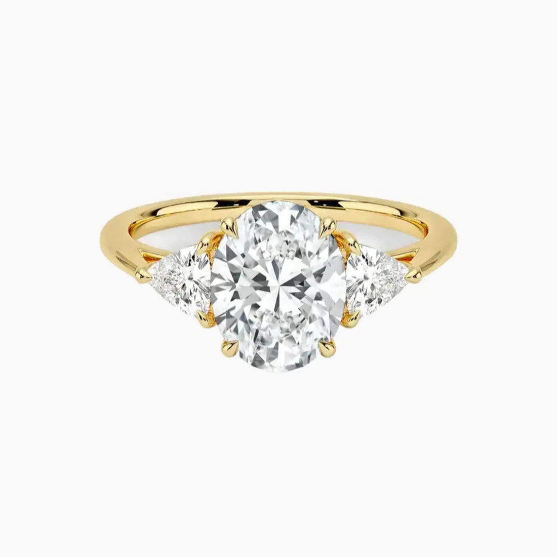 Elowen Oval Three Stone Diamond Ring Setting in 18K Yellow Gold